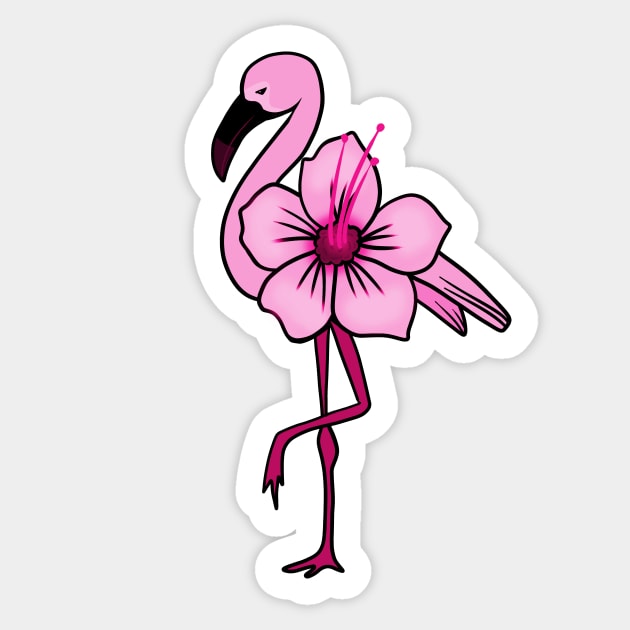 Flamingo Floral, Hawaiian Flower, Love Flamingos Sticker by logiamerch